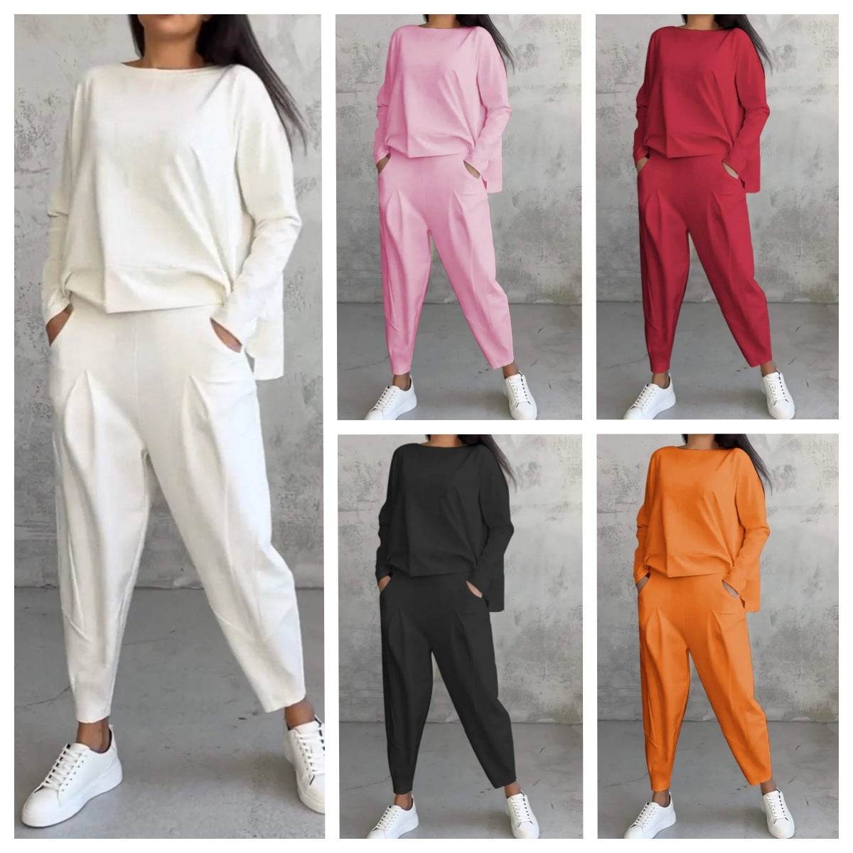 Women's Irregular Design Long-sleeved Sweater Harem Pants Suit - MYLUXURY LANE ENTERPRISE