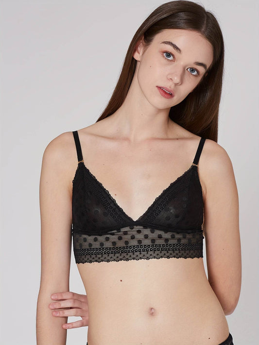 Elegant Solid Lace Bra, Comfy & Breathable Wireless Bra, Women's Lingerie & Underwear - MYLUXURY LANE ENTERPRISE