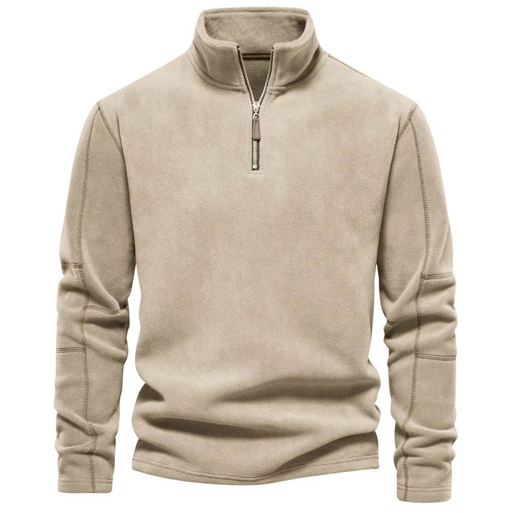 Fashion Personality Stand-collar Zippered Sweatshirt With Fleece Winter Casual Pullover Top Men's Clothing - MYLUXURY LANE ENTERPRISE