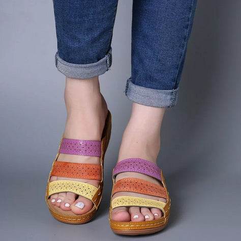 Large Size Women Hollow Out Rainbow Stitching Slippers - MYLUXURY LANE ENTERPRISE