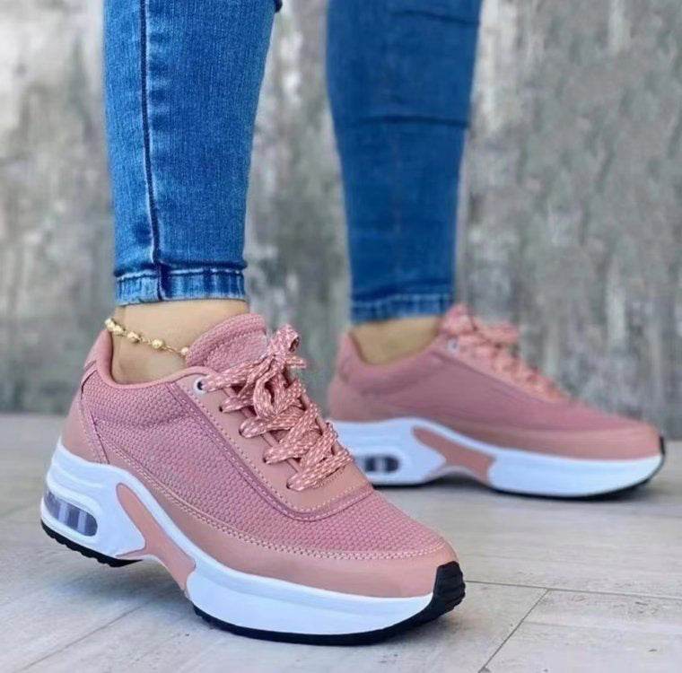 Sports Shoes Women SneakersThick Sole Mesh Breathable Casual Lace-Up Shoes - MYLUXURY LANE ENTERPRISE