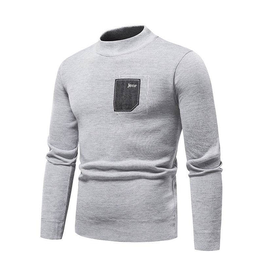 Men's Pasted Letter Embroidered Sweater Half High Neck - MYLUXURY LANE ENTERPRISE
