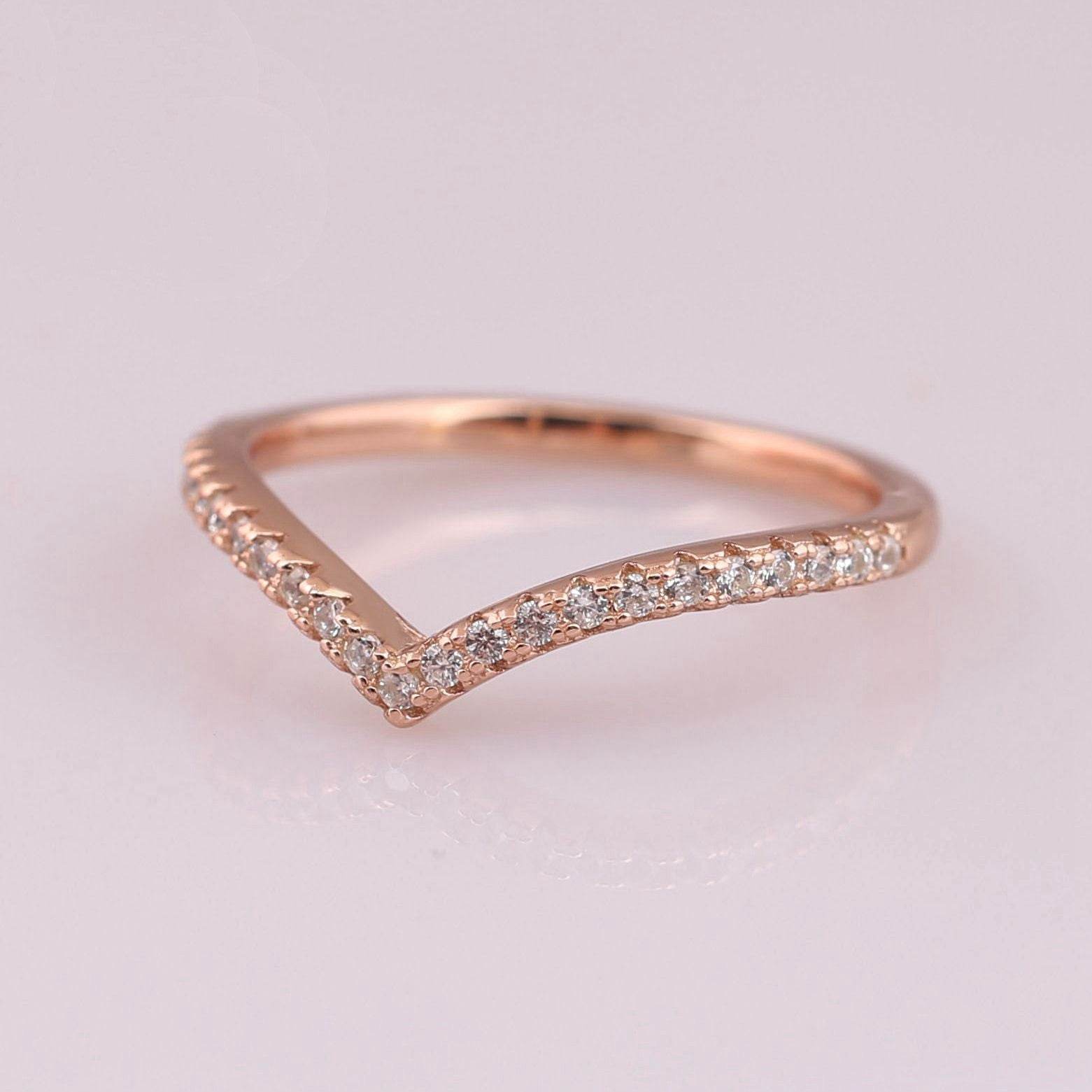 S925 Silver Bracelet Rose Gold V-shaped Ring - MYLUXURY LANE ENTERPRISE