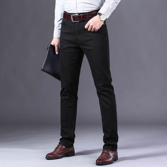 Summer White Men's Jeans Wine Red Slim-fit Straight Stretch Cotton Color Business Casual Long Pants Trend - MYLUXURY LANE ENTERPRISE