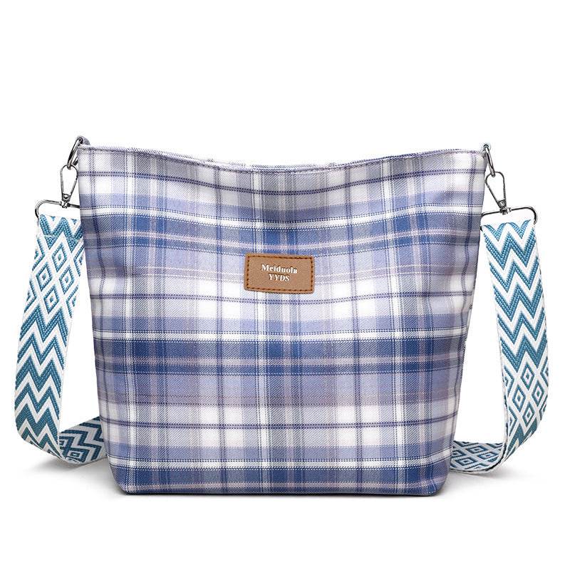 Large Capacity Contrast Color Check One-shoulder Versatile Commuter Messenger Bag - MYLUXURY LANE ENTERPRISE
