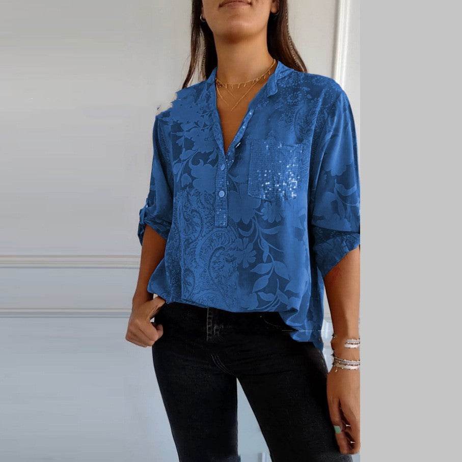 European And American Women's Clothing Fashion Elegant Printed Shirt Top - MYLUXURY LANE ENTERPRISE
