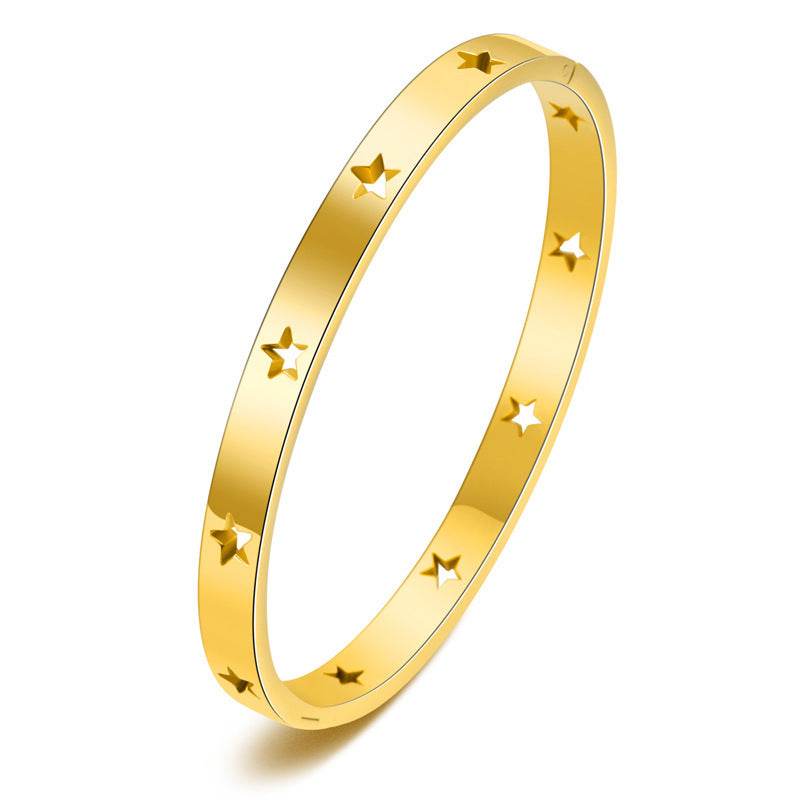 Fashion Men's And Women's Hollow Pentagram Bracelet Titanium Steel - MYLUXURY LANE ENTERPRISE