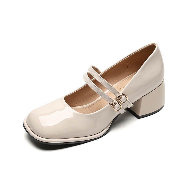 French Style Mary Jane Women's Chunky Heel Leather Retro Shoes - MYLUXURY LANE ENTERPRISE