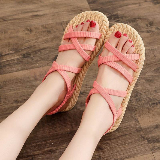 New Sandals Women's Imitation Straw Travel Beach - MYLUXURY LANE ENTERPRISE