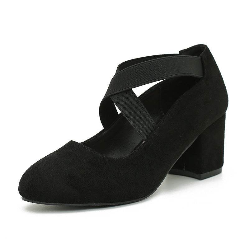 Women's Matte Leather Vintage Mary Jane Shoes Thick Heel Round Head Ballet Cross-border - MYLUXURY LANE ENTERPRISE