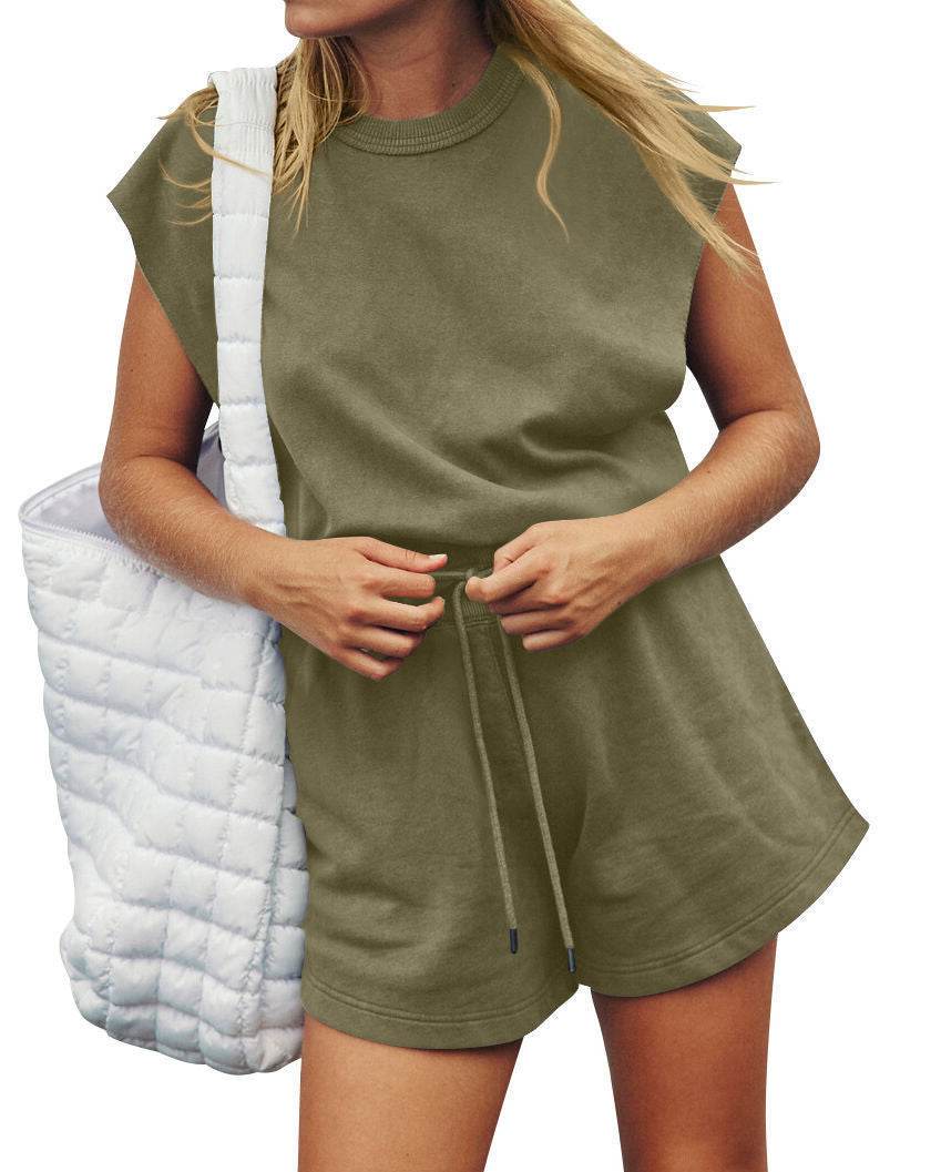 Summer Sleeveless Backless Jumpsuit Casual Loose Top And Drawstring Shorts Overall For Womens Clothing - MYLUXURY LANE ENTERPRISE