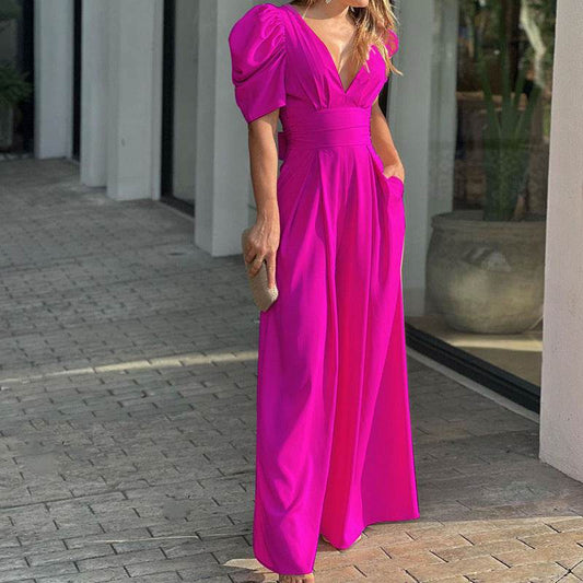 Fashion Elegant Plus Size Wide Legs Jumpsuit - MYLUXURY LANE ENTERPRISE
