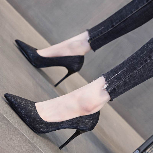 Pointed Non-tiring Feet Black Commuter Workplace High Heels - MYLUXURY LANE ENTERPRISE
