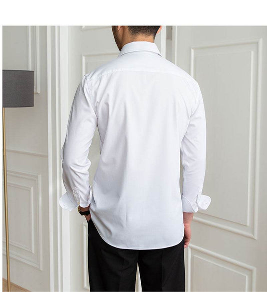 Non-ironing Slim-fit Casual Dark Plaid Long-sleeved Shirt - MYLUXURY LANE ENTERPRISE