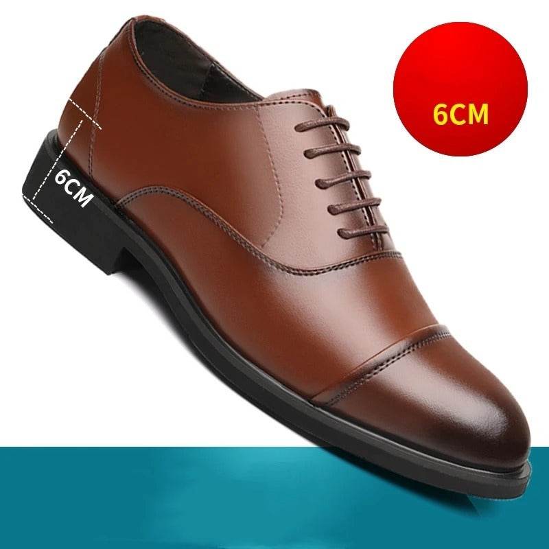 Leather Shoes Men's Height Increasing Insole Pointed Toe Wedding Shoes - MYLUXURY LANE ENTERPRISE