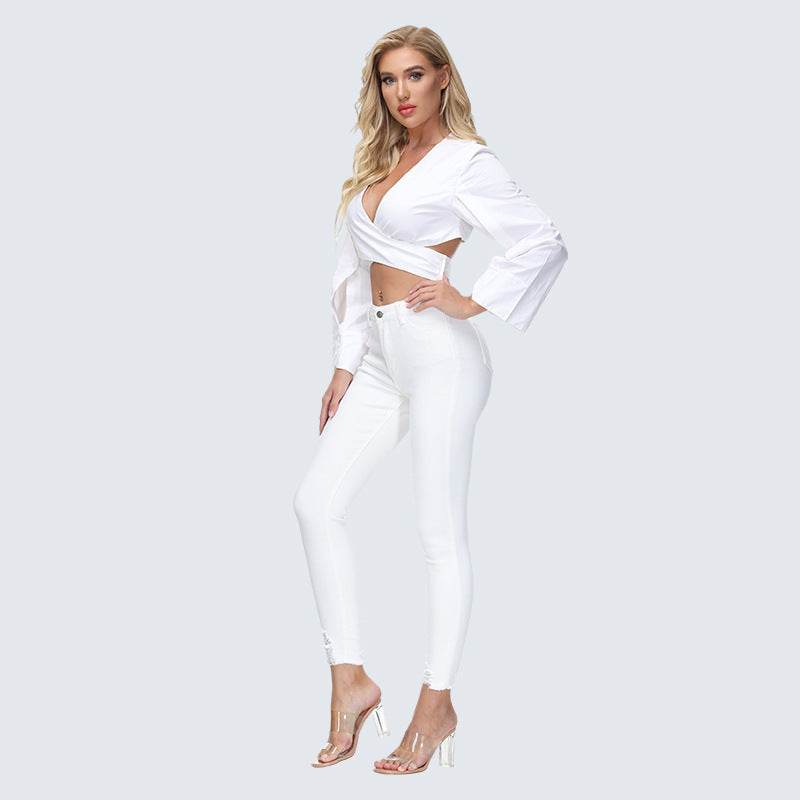 Women's White Ankle Tight High Waist Skinny Jeans - MYLUXURY LANE ENTERPRISE