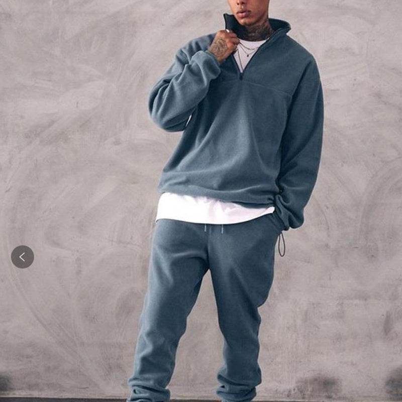 Casual Stand Collar Thick Long Sleeve T-shirt Loose Fleece-lined Suit - MYLUXURY LANE ENTERPRISE