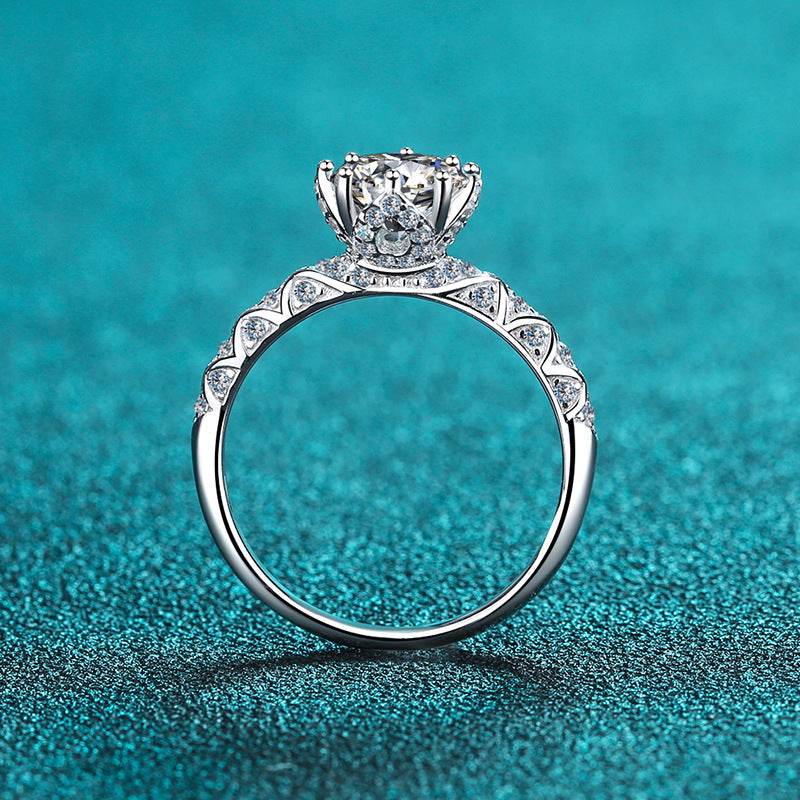 S925 Sterling Silver Female Pt950 Gold Plated Moissanite Ring - MYLUXURY LANE ENTERPRISE