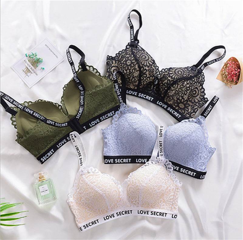 European And American Lace Seamless And No Steel Ring Gathered Thick Underwear Women's Breast Adjustment Bra Set - MYLUXURY LANE ENTERPRISE