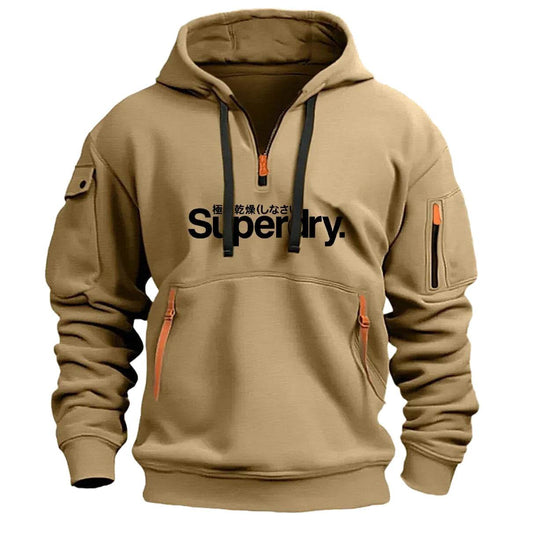 Neckline Zipper Hooded Pullover Men's Sweater Multi-pocket - MYLUXURY LANE ENTERPRISE