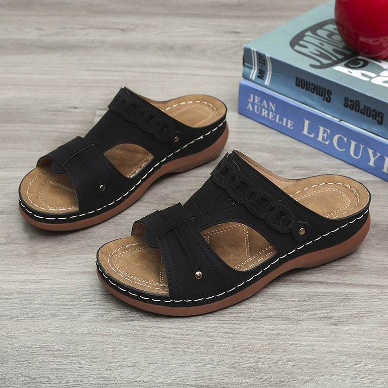 Women's Slippers Wedge Heel Round Toe Roman Shoes - MYLUXURY LANE ENTERPRISE