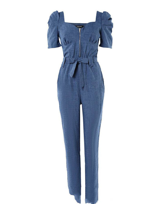 European And American Puff Sleeve Lace-up Jumpsuit Women - MYLUXURY LANE ENTERPRISE