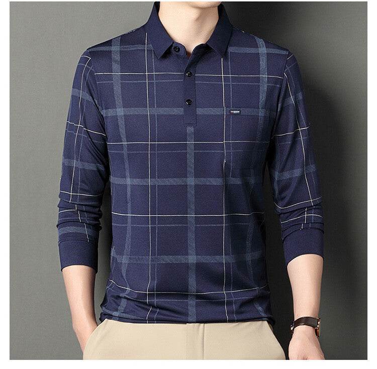 Autumn Long-sleeved T-shirt Men's Casual Striped Polo Shirt - MYLUXURY LANE ENTERPRISE