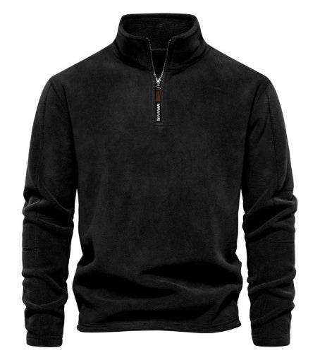 Fashion Personality Stand-collar Zippered Sweatshirt With Fleece Winter Casual Pullover Top Men's Clothing - MYLUXURY LANE ENTERPRISE