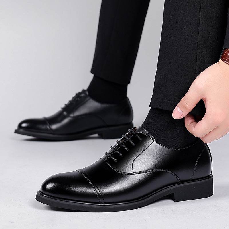 Leather Shoes Men's Height Increasing Insole Pointed Toe Wedding Shoes - MYLUXURY LANE ENTERPRISE