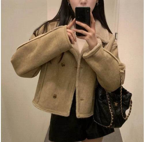 Double Breasted Pure Color Thickened Coat - MYLUXURY LANE ENTERPRISE