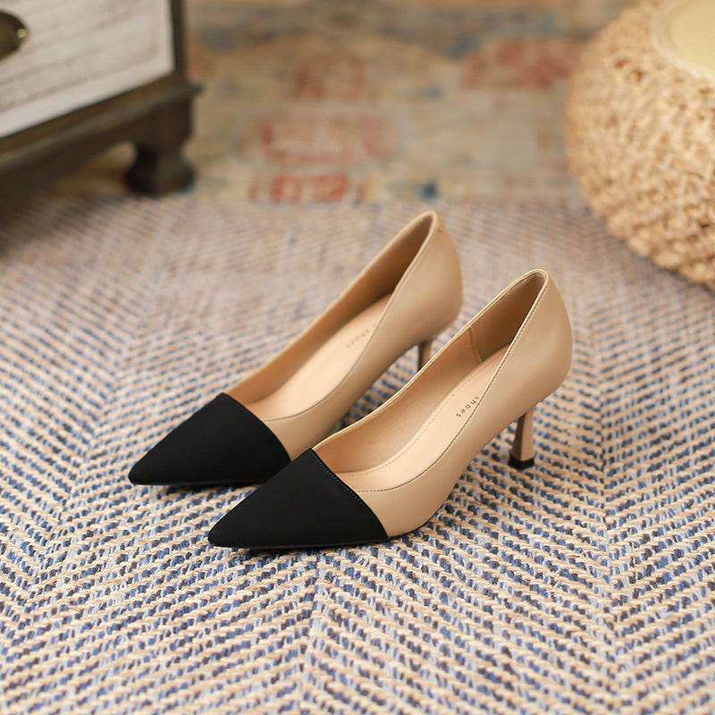 Color-blocking Stiletto Heel Pumps Female Commuter Shallow Mouth Pointed - MYLUXURY LANE ENTERPRISE