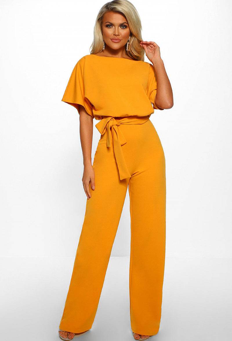 7-color Fashion Lace-up Button Short-sleeved Women's Jumpsuit - MYLUXURY LANE ENTERPRISE