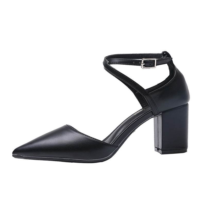 Cross Strap Pointed Colorblock Hollow Heel Heel Ladies Heels - MYLUXURY LANE ENTERPRISE