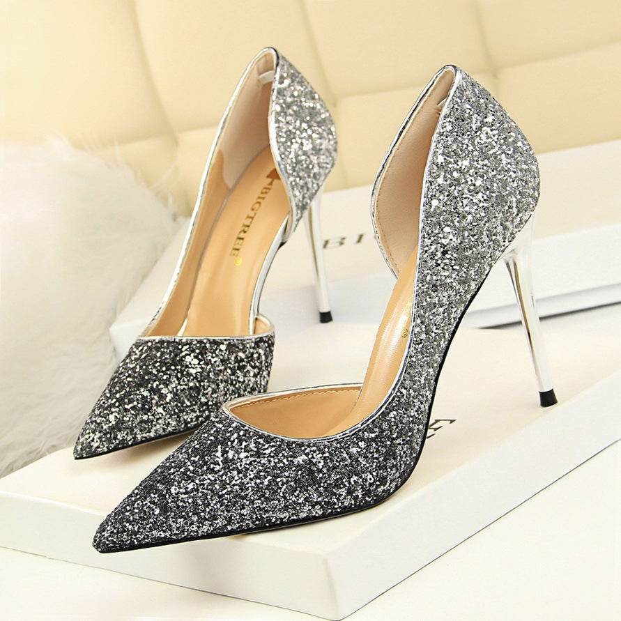 Gradient color block sequined high heels - MYLUXURY LANE ENTERPRISE