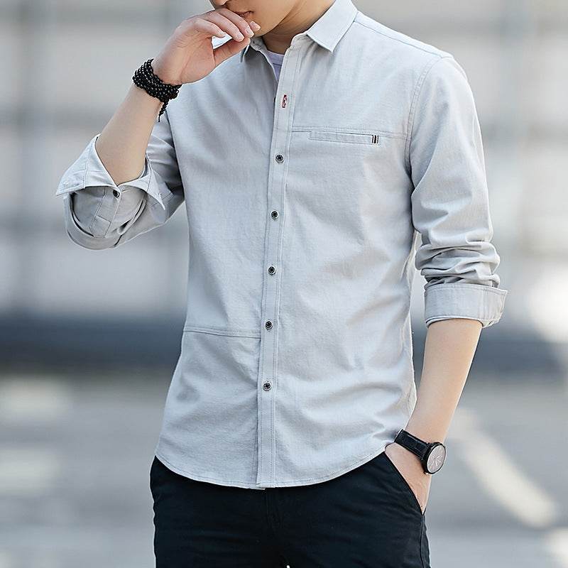 Workwear Shirt Men's Long Sleeve Spring And Autumn Retro Casual - MYLUXURY LANE ENTERPRISE