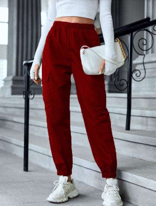 New Cargo Pants Fashion Casual Multi-pocket Elastic Waist Pencil Pants For Women - MYLUXURY LANE ENTERPRISE