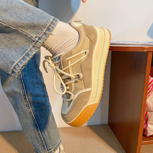 Womens Casual Sneakers Back To Milk Tea Tone Thick Sole Shoes - MYLUXURY LANE ENTERPRISE