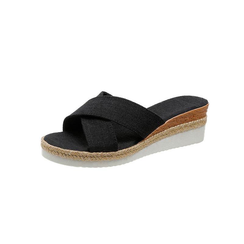 Summer Shoes Women Hemp Wedge Sandals Platform Slippers - MYLUXURY LANE ENTERPRISE