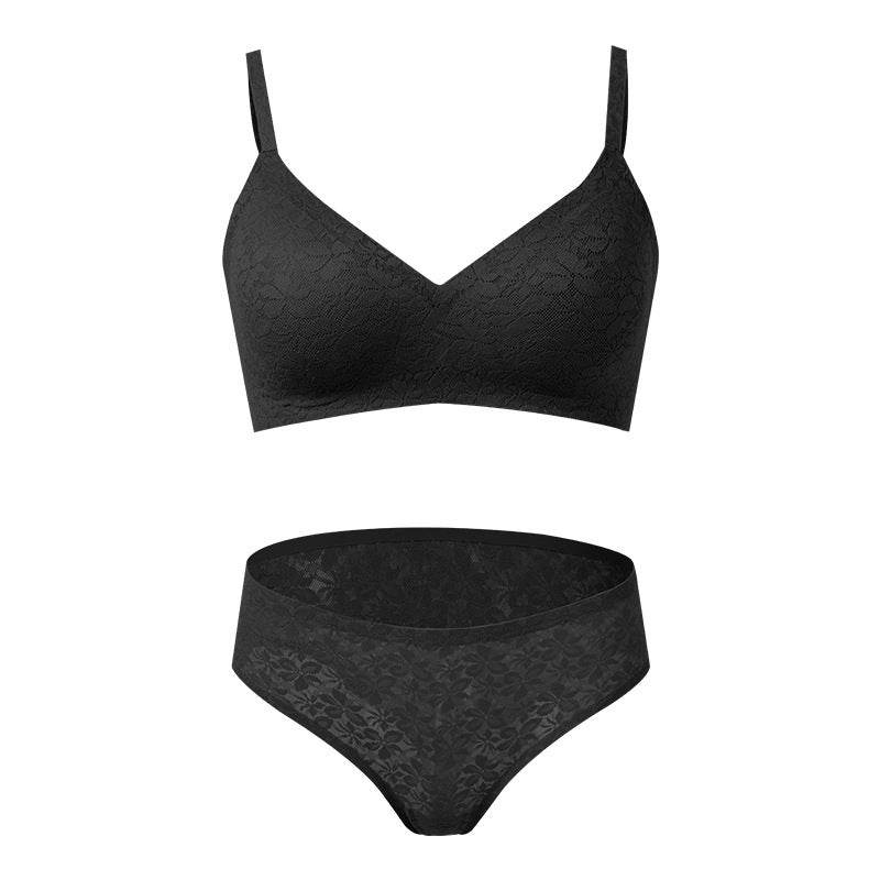 Sexy Lei French Silk Underwear Women's Pure Desire Style Lace Push Up Small Breasts No Steel Ring Bra Panties Set - MYLUXURY LANE ENTERPRISE