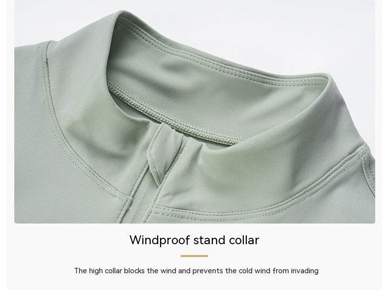 Double-sided Nylon Half Zipped Stand Collar Yoga Jacket Women's Stretch Tight-fitting Cinched Slimming Sports Jacket - MYLUXURY LANE ENTERPRISE