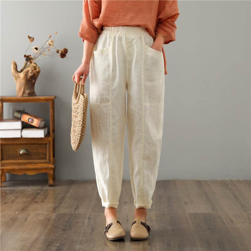 Women's Linen Leisure High Waist Loose Casual Pants - MYLUXURY LANE ENTERPRISE