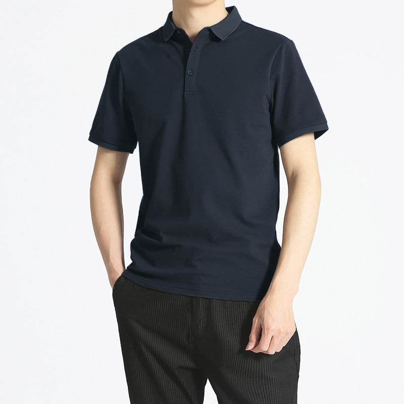 Solid Color Men's Business Short Sleeve Lapel T-shirt - MYLUXURY LANE ENTERPRISE