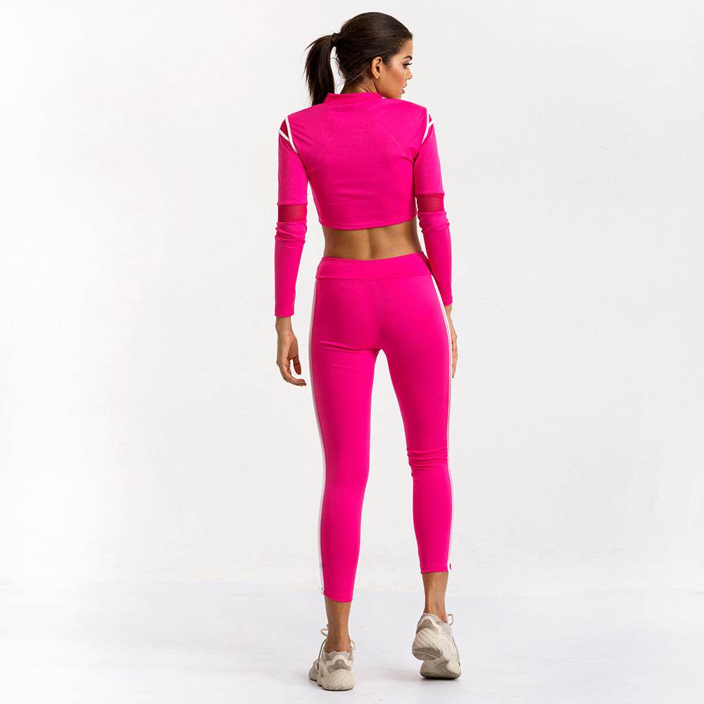 Deep V Sexy Navel T-shirt Hollow Mesh Pants Set - MYLUXURY LANE ENTERPRISE