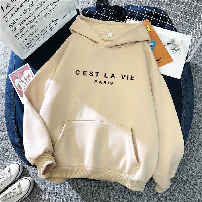 Loose Hooded Sweater Student Hoodie With Letter Print Sports Tops - MYLUXURY LANE ENTERPRISE