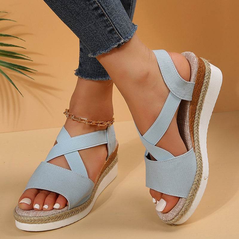 Wedge Sandals For Women Cross-strap Platform Gladiator Hemp Heel Shoes Summer - MYLUXURY LANE ENTERPRISE
