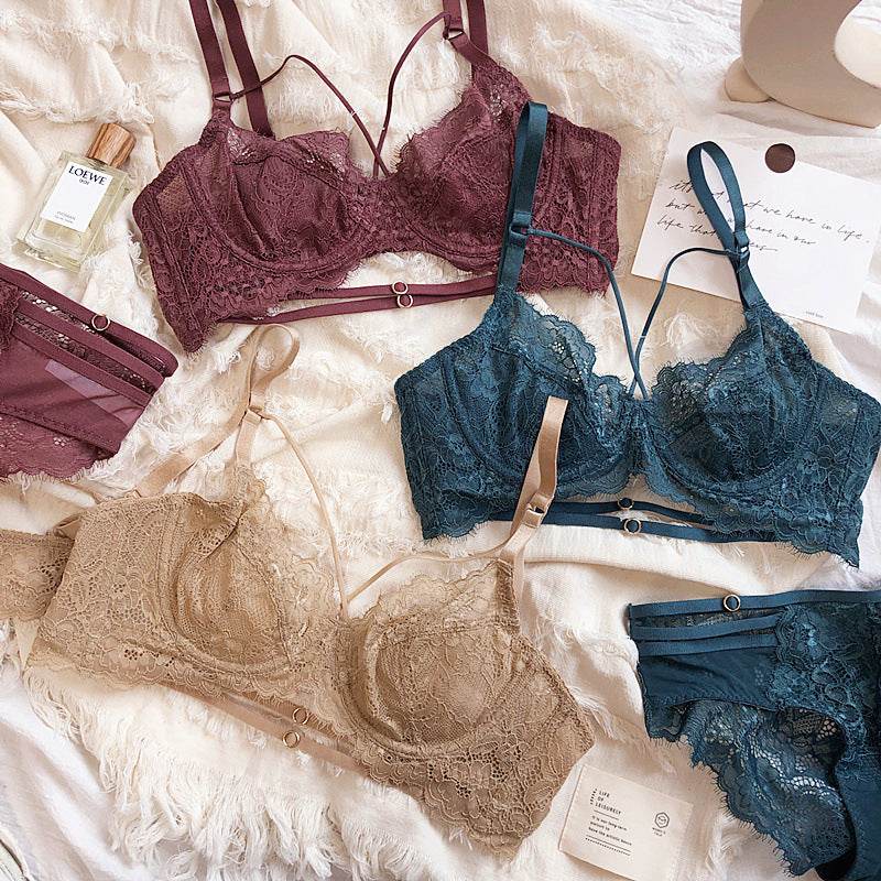 Women's Sexy Lace Gathered Bra Set - MYLUXURY LANE ENTERPRISE