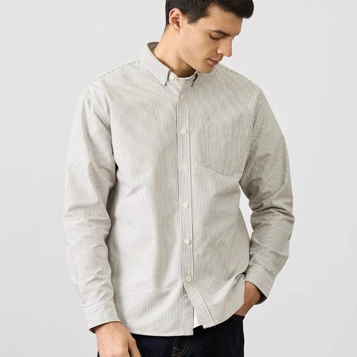 Oxford Vintage Stripe Casual Long-sleeved Shirt For Men - MYLUXURY LANE ENTERPRISE