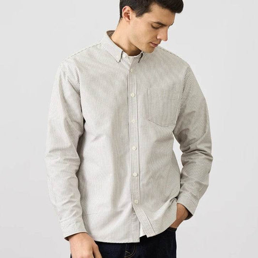 Oxford Vintage Stripe Casual Long-sleeved Shirt For Men - MYLUXURY LANE ENTERPRISE