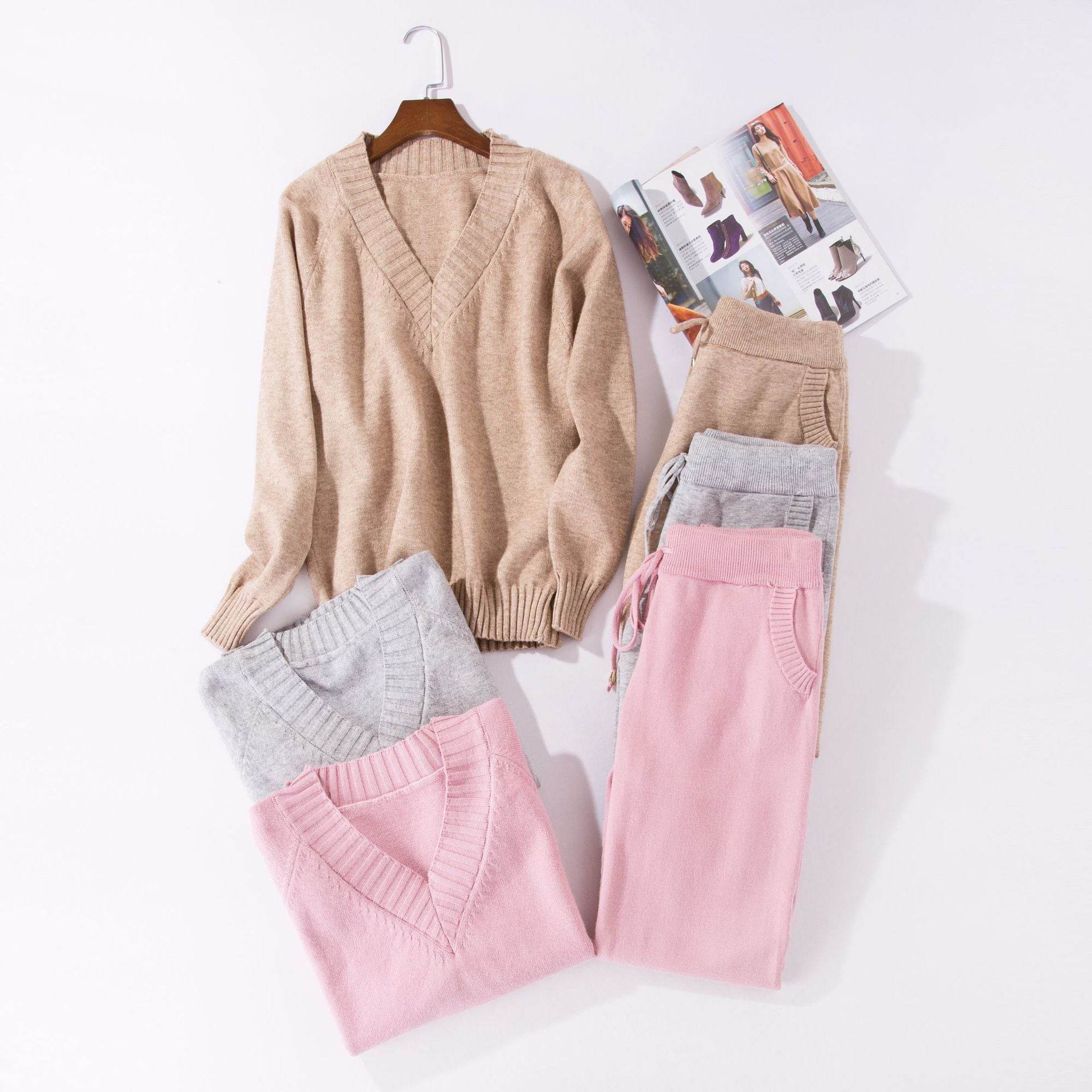 V-neck sweater and pants suit - MYLUXURY LANE ENTERPRISE