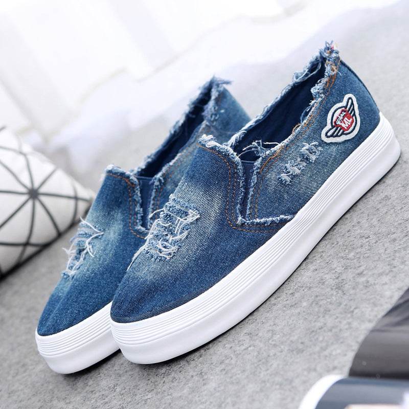 Summer canvas shoes female chunky loafer cowboy student pedal lazy shoes casual ladies shoes - MYLUXURY LANE ENTERPRISE